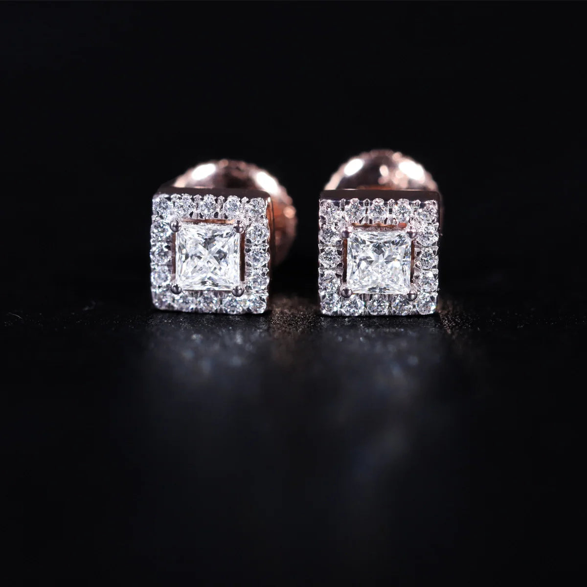 Princess Cut Halo Diamond Earrings | Gifts for Women and Girls