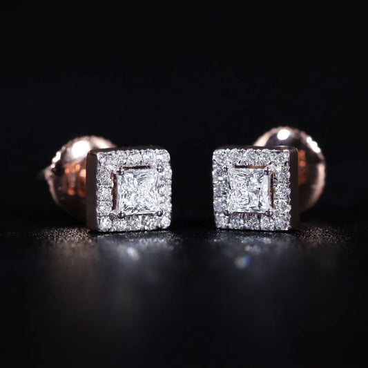Princess Cut Halo Diamond Earrings | Gifts for Women and Girls