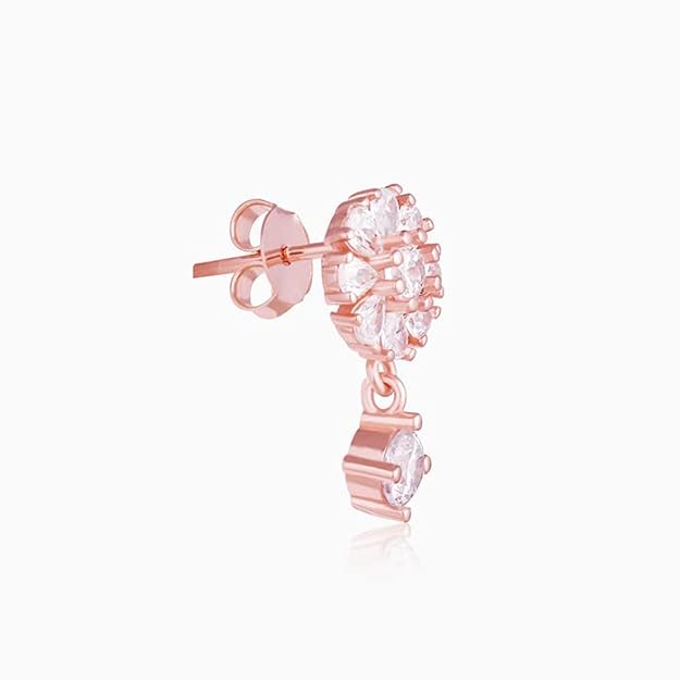 925 Silver Rose Gold Floral Earrings| Drops to Gift Women & Girls