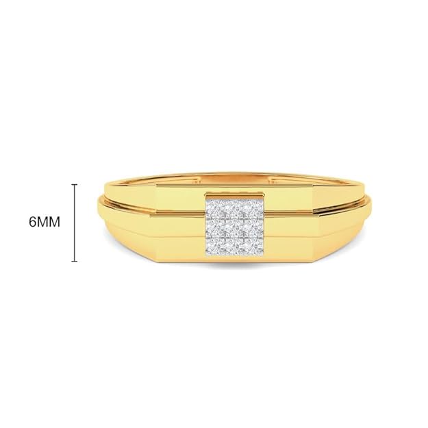 Men’s Gold Rectangular Diamond Cluster Ring | Gift for Men and Boys