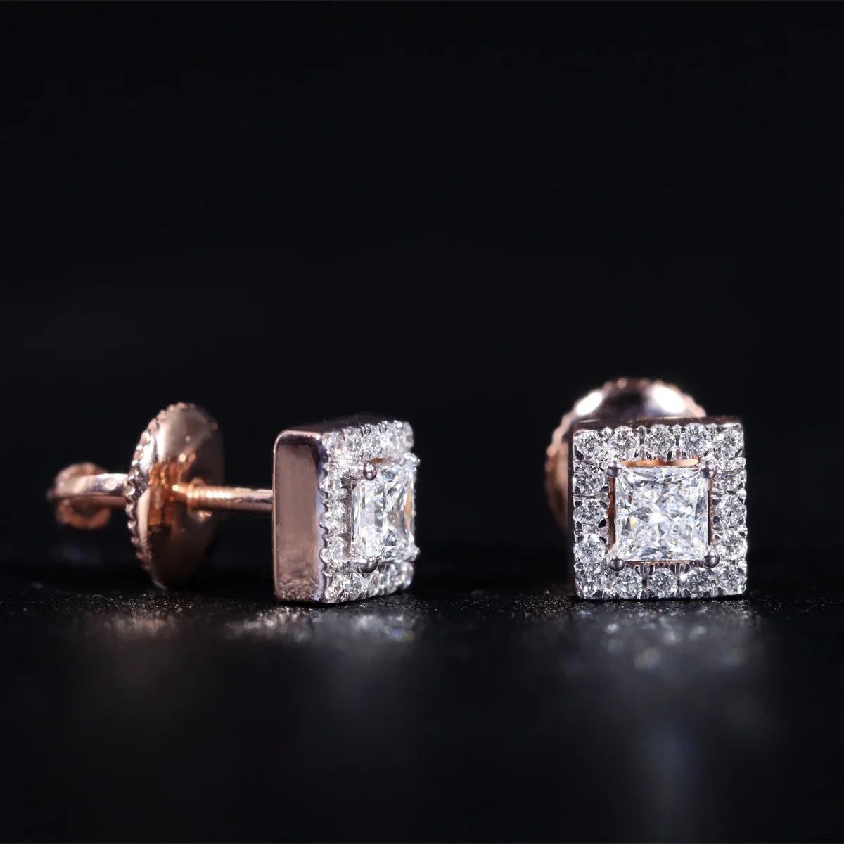 Princess Cut Halo Diamond Earrings | Gifts for Women and Girls