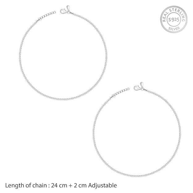925 Silver Classy Anklet,single | Gifts for Women and Girls | With Certificate of Authenticity and 925 Stamp