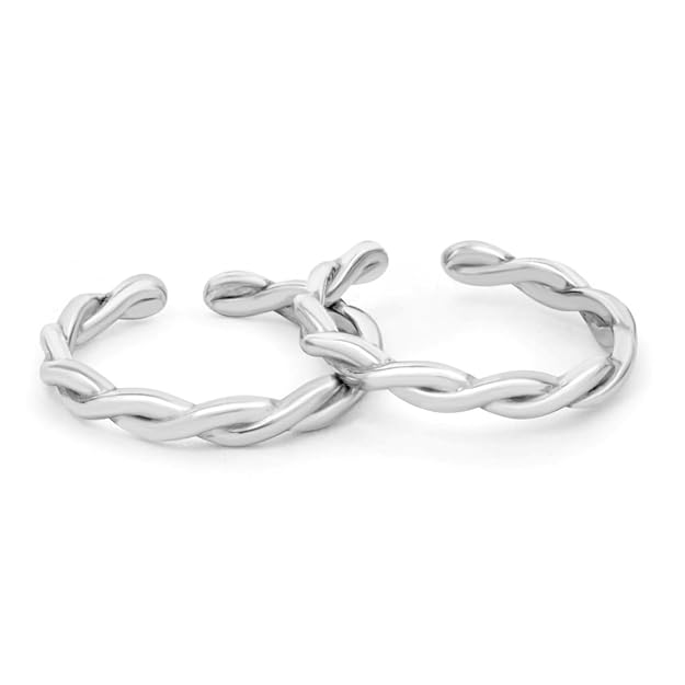 925 Sterling Silver Toe Rings Pair | Size Adjustable | Gift for Women and Girls