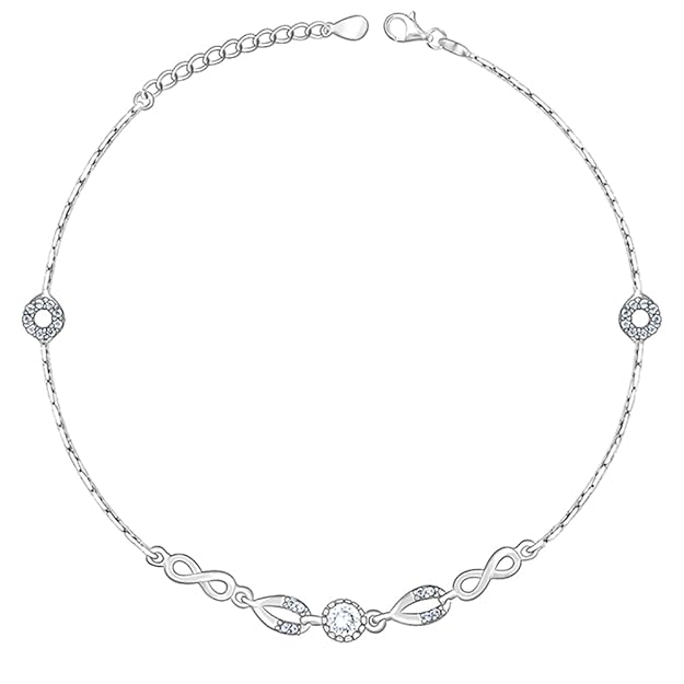 925 silver Infinity Zirconia Anklets (Single) | Gifts for Women and Girls (Single)