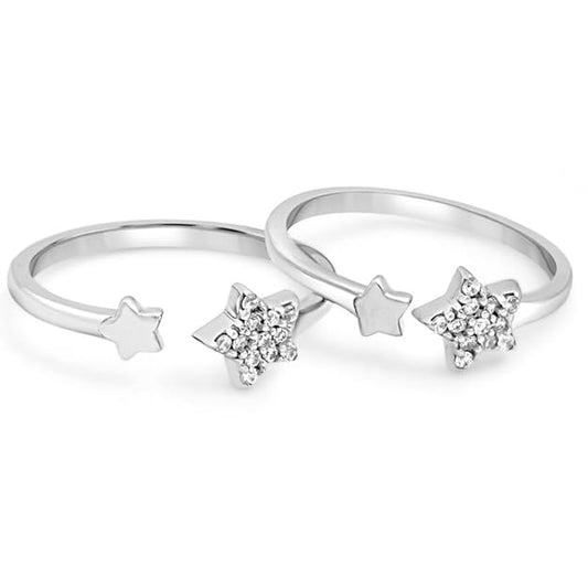 925 Pure Silver Cubic Zirconia CZ Star Design Toe Rings for Women | Stylish Silver Jewellery | Gift for Women & Girls