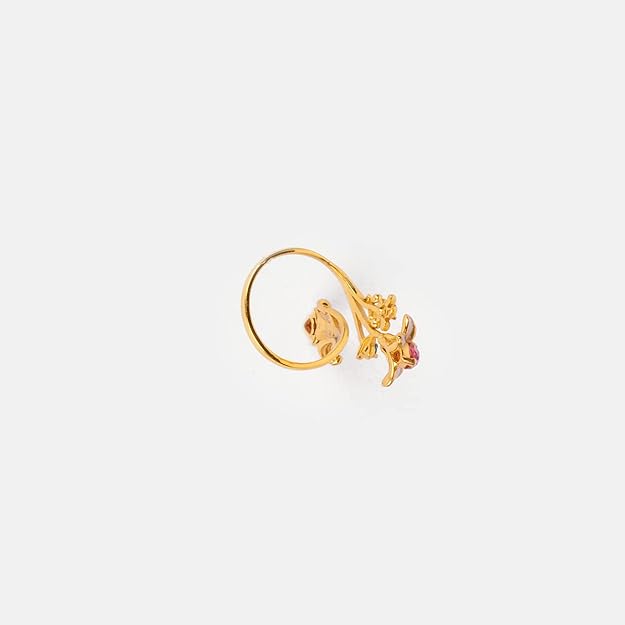 Caratlane Matchmaking Maasi Ring In Gold Plated 925 Silver | Intricate floral and vine pattern