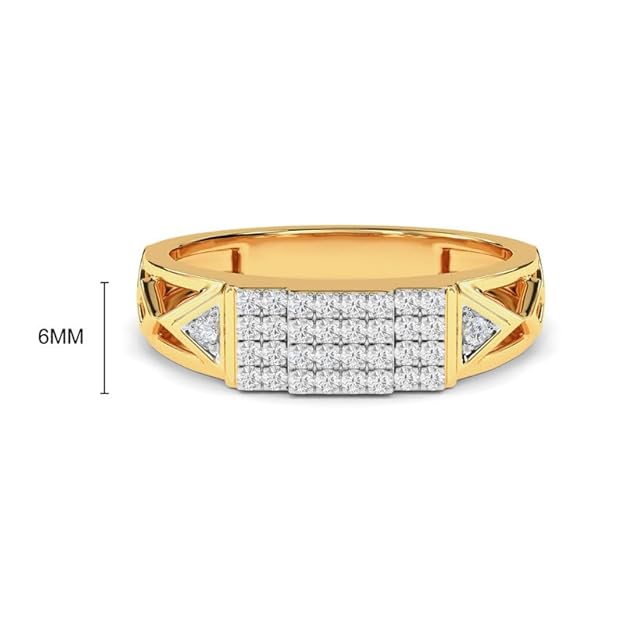 Men’s Gold-Tone Geometric Pavé Ring | Size Adjustable | Gift for Men & Boys