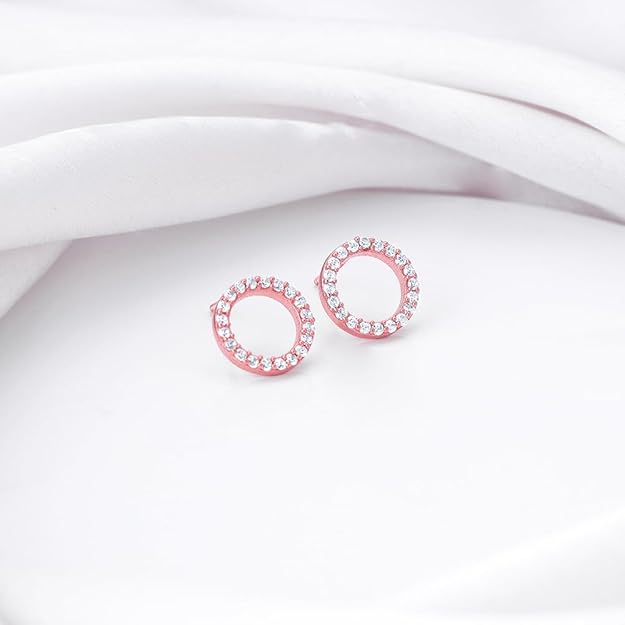 25 Silver Rose Gold Plated Connected for Life Earrings| studs to Gift Women & Girls