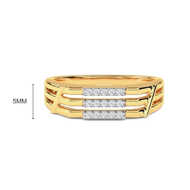 Men’s Triple Row Diamond Accent Gold Ring | Gift for Men and Boys