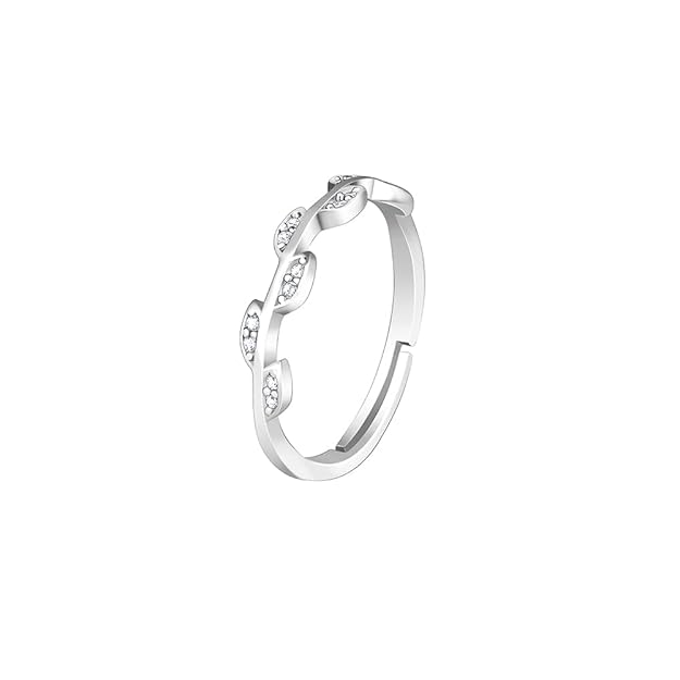 Silver Zircon Vine Shine Ring, Adjustable | Gifts for Women and Girls | With Certificate of Authenticity and 925 Stamp