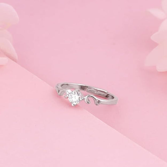 925 Sterling Silver Zircon Beachy Waves Ring For Women, Adjustable - Gift for Her (Certificate of Authenticity & 925 Stamp)