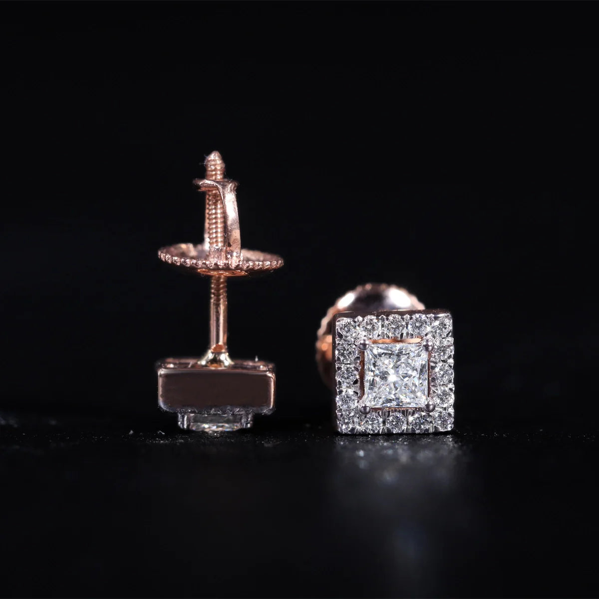 Princess Cut Halo Diamond Earrings | Gifts for Women and Girls