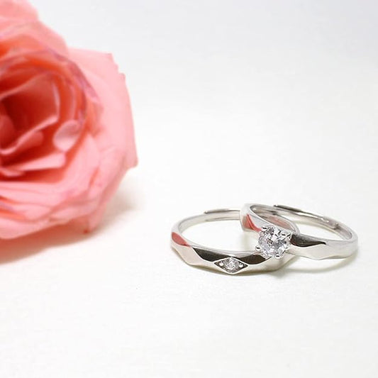 925 Silver Rhomb Couple Band, Adjustable | Promise Rings for Men and Women