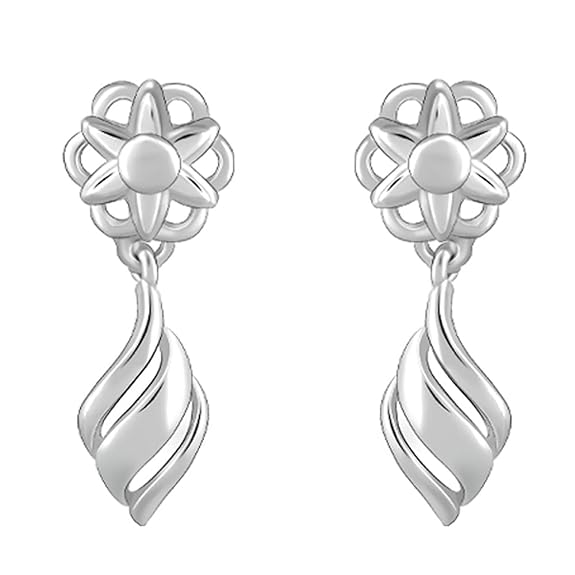 925 Silver Floral Twist Earrings| Drops to Gift Women & Girls | With Certificate of Authenticity and 925 Stamp