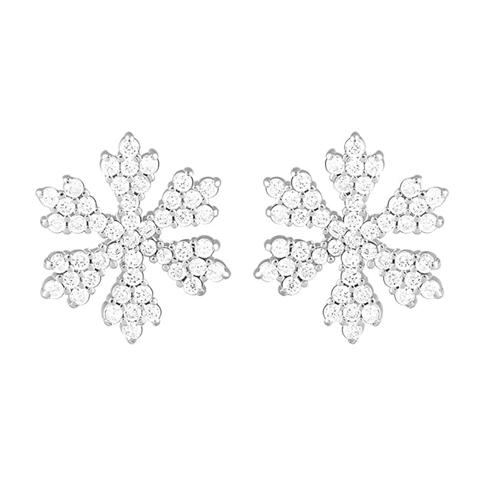 925 Silver Zircon Snowflake Earrings | Gifts for Girlfriend, Gifts for Women and Girls