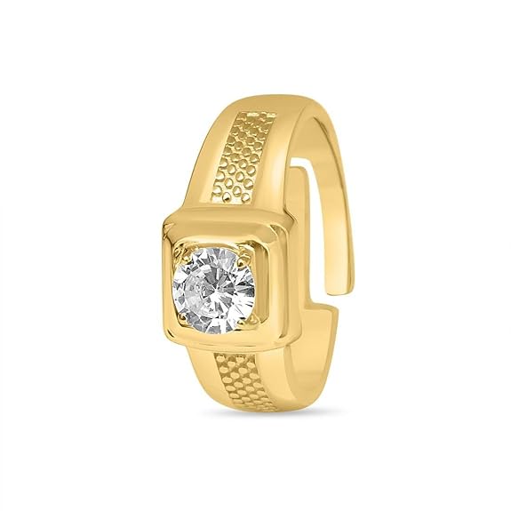 925 Sterling Silver Gold Plated Solitaire Ring | Gift for Men & Boys