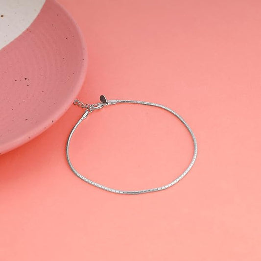 925 Silver Classy Anklet,single | Gifts for Women and Girls | With Certificate of Authenticity and 925 Stamp