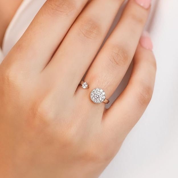 925 Sterling Silver Ring | Elegant Open Halo Ring in Silver Finish