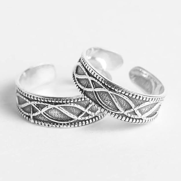 925 Sterling Silver Toe Rings Pair | Size Adjustable | Gift for Women and Girls