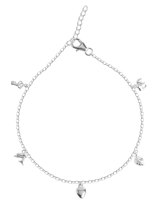 925 Sterling Silver Anklet Payal (Single) | Adjustable Chain | Gift for Women and Girls