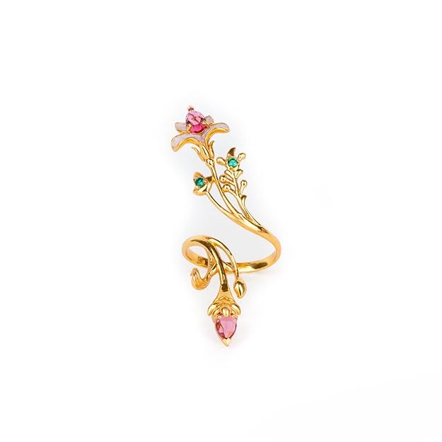 Caratlane Matchmaking Maasi Ring In Gold Plated 925 Silver | Intricate floral and vine pattern