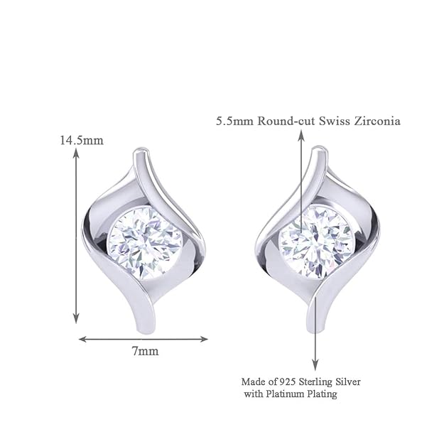 Swiss Zirconia 925 Sterling Silver Solitaire Earring | Gift For Women & Girls