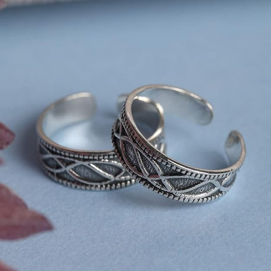 925 Sterling Silver Toe Rings Pair | Size Adjustable | Gift for Women and Girls