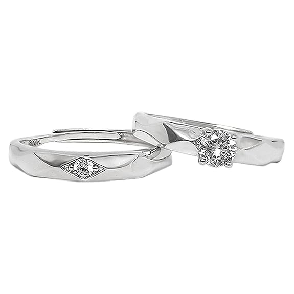925 Silver Rhomb Couple Band, Adjustable | Promise Rings for Men and Women