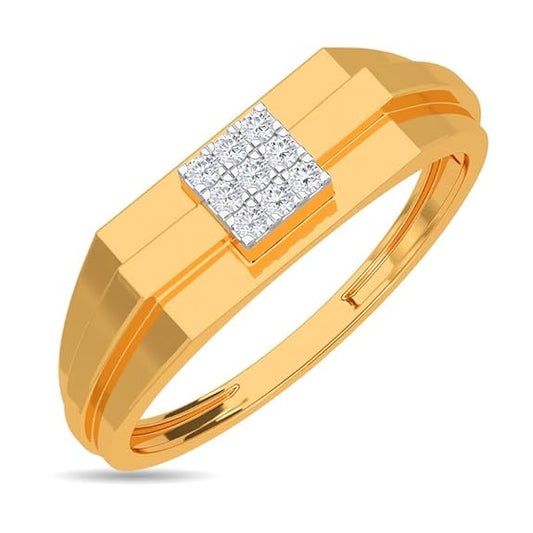Men’s Gold Rectangular Diamond Cluster Ring | Gift for Men and Boys