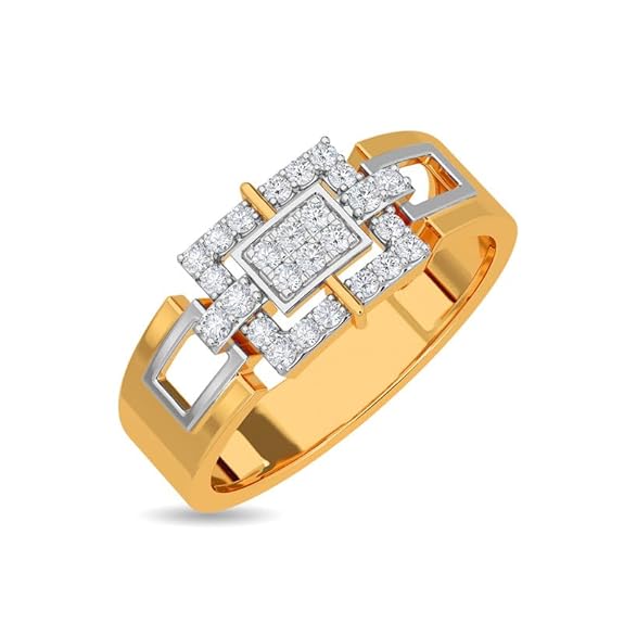 Men’s Dual-Tone Geometric Pavé Ring | Gift for Men & Boys