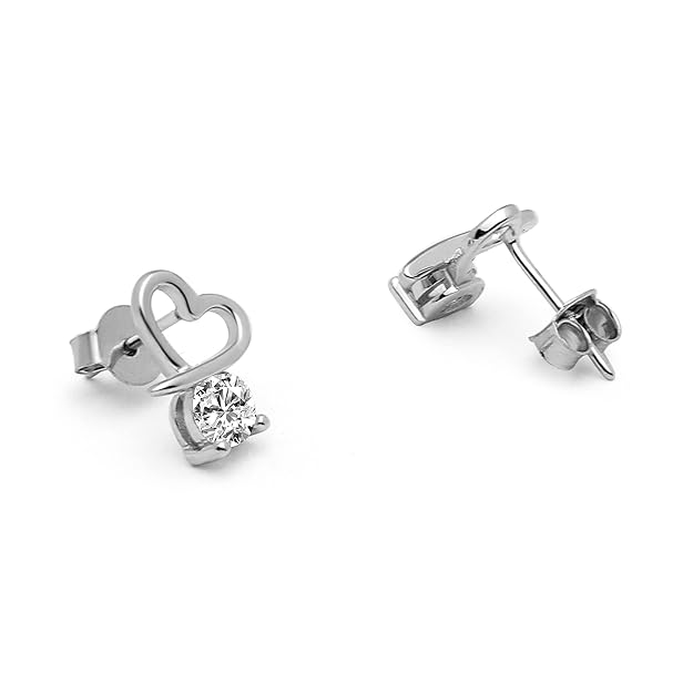 925 Silver Small Heart Drop Earrings Danglers studs | Gifts for Women & Girls