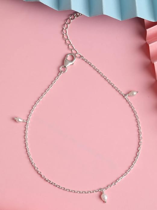 925 Sterling Silver Anklet Payal (Single) | Adjustable Chain | Gift for Women and Girls