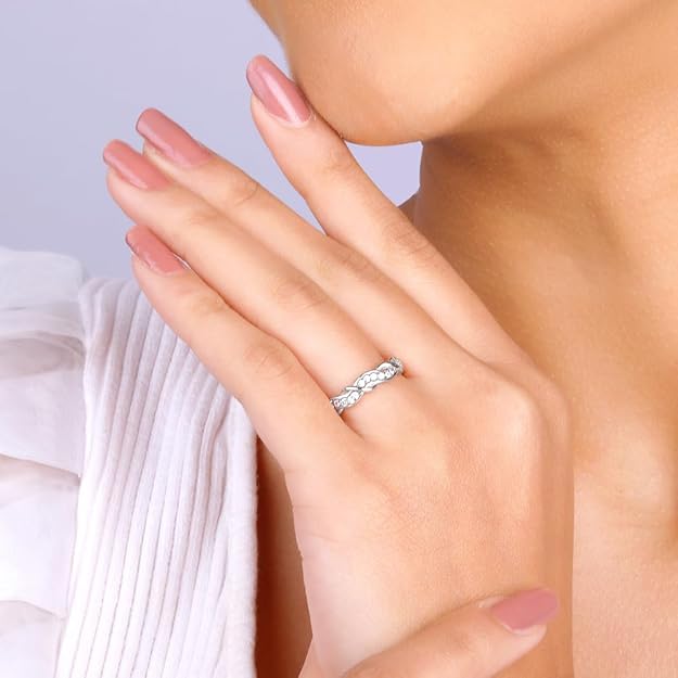 Silver Zircon Winding Wave Ring, Adjustable | Gifts for Women and Girls | With Certificate of Authenticity and 925 Stamp