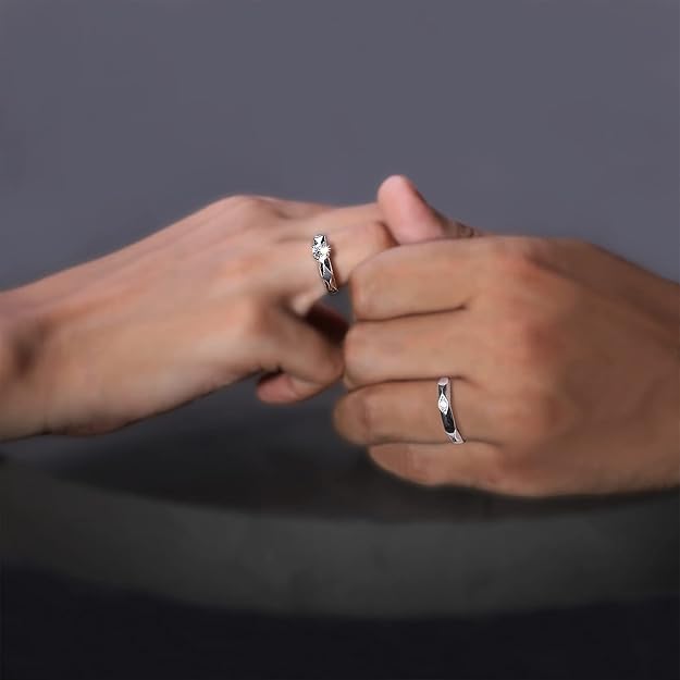 925 Silver Rhomb Couple Band, Adjustable | Promise Rings for Men and Women