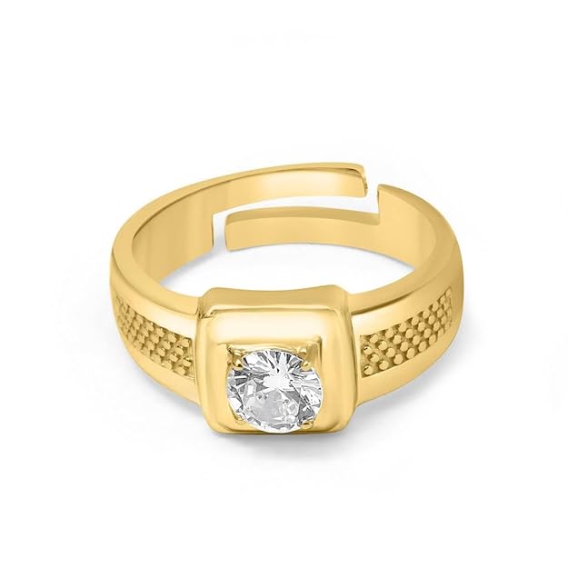 925 Sterling Silver Gold Plated Solitaire Ring | Gift for Men & Boys