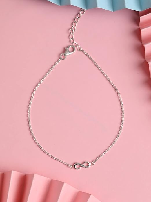 925 Sterling Silver Anklet Payal (Single) | Adjustable Chain | Gift for Women and Girls