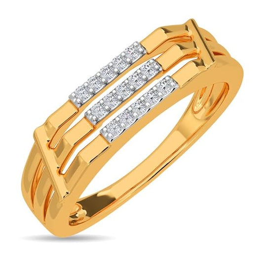 Men’s Triple Row Diamond Accent Gold Ring | Gift for Men and Boys