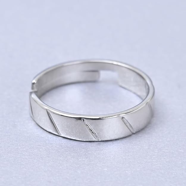 925 Sterling Silver Twist Band Ring | Size Adjustable | Gift for Men & Boys