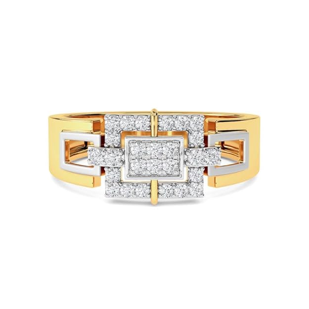 Men’s Dual-Tone Geometric Pavé Ring | Gift for Men & Boys