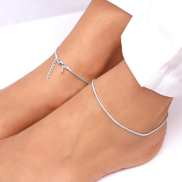 925 Silver Classy Anklet,single | Gifts for Women and Girls | With Certificate of Authenticity and 925 Stamp