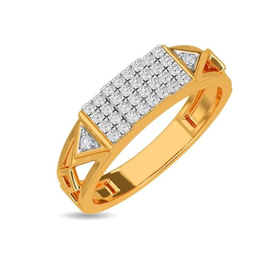 Men’s Gold-Tone Geometric Pavé Ring | Size Adjustable | Gift for Men & Boys