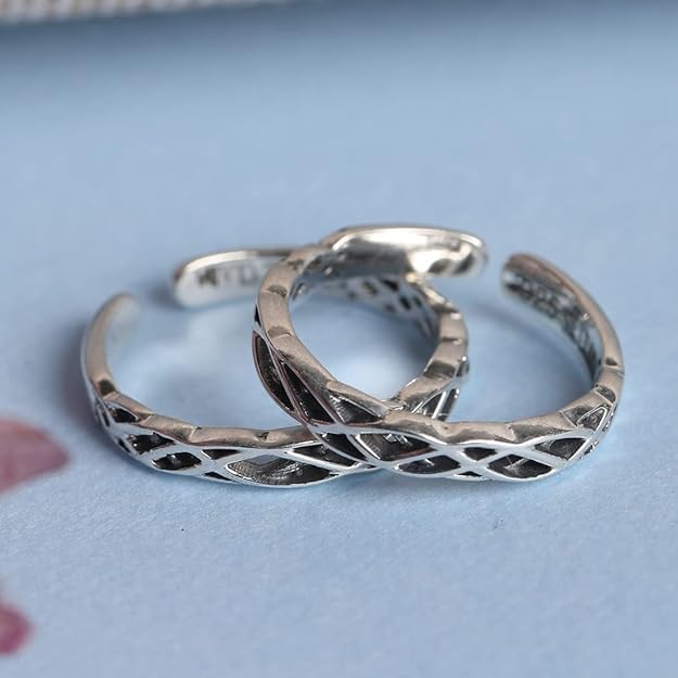 925 Sterling Silver Toe Rings Pair | Size Adjustable | Gift for Women and Girls