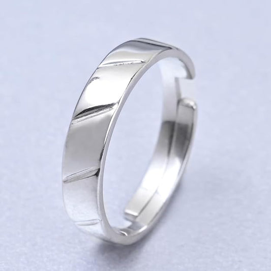 925 Sterling Silver Twist Band Ring | Size Adjustable | Gift for Men & Boys
