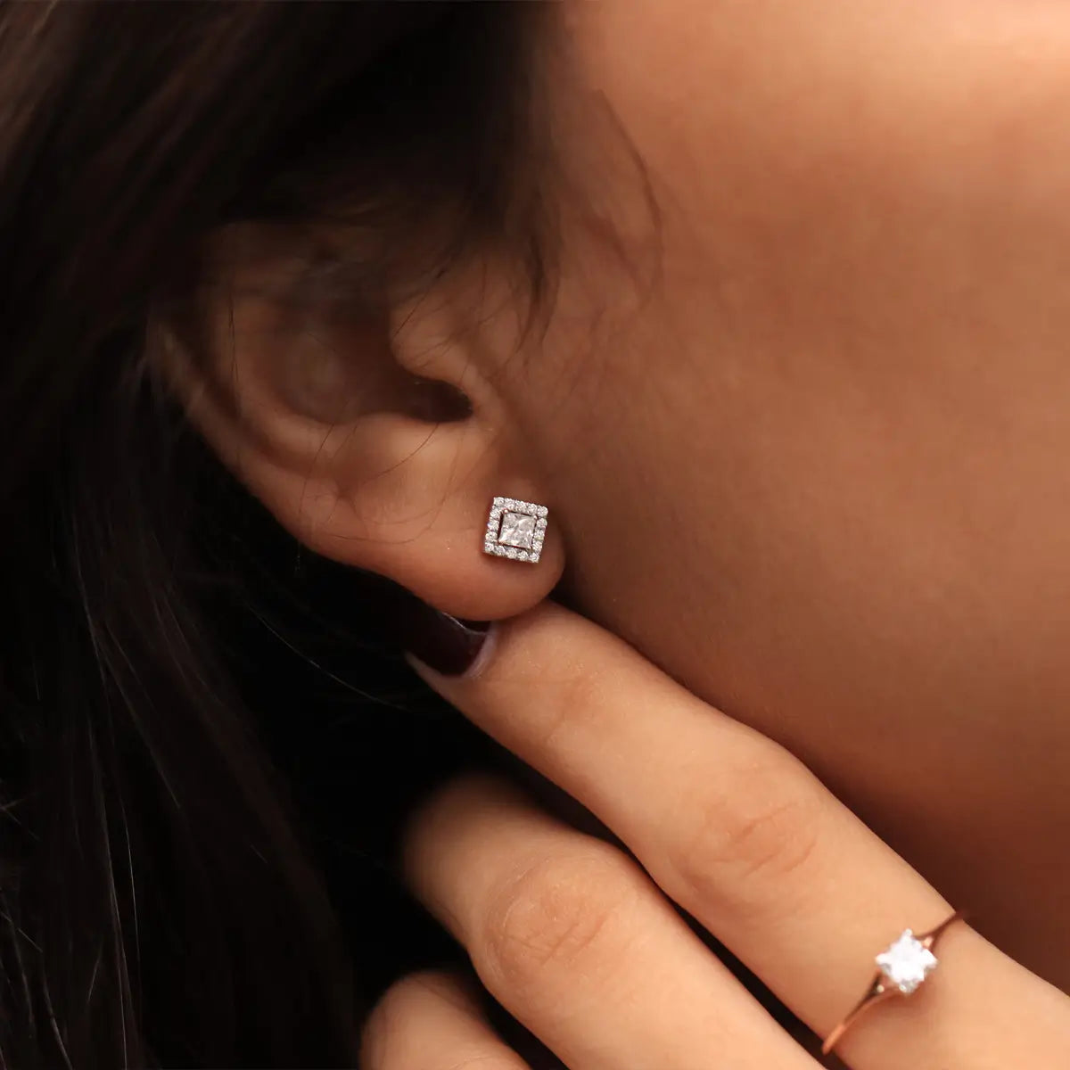 Princess Cut Halo Diamond Earrings | Gifts for Women and Girls