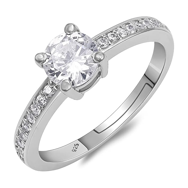 Sterling Silver Rings | Sterling Silver Cubic Zirconia Finger Ring For Women And Girls