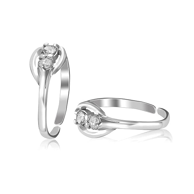 925 Sterling Silver BIS Hallmarked Cubic Zirconia Classic Toe Ring for Women