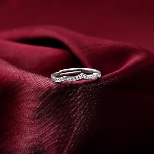 925 Silver Curvy Wave Ring, Adjustable | Gifts for Women and Girls