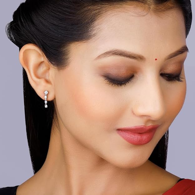 925 Silver Zirconia Square Earrings| drops to Gift Women & Girls