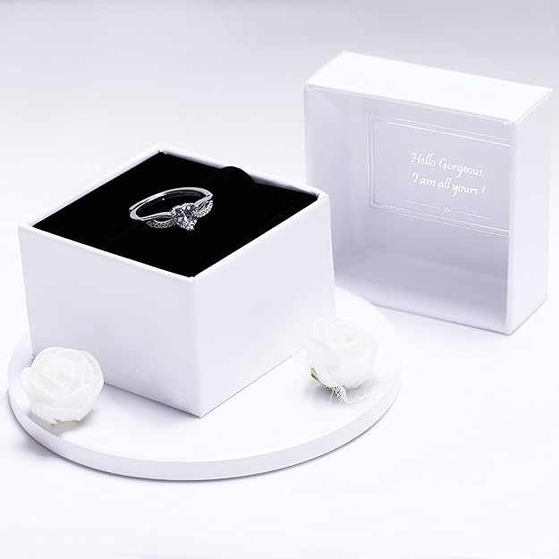 925 Sterling Silver Heart-Cut Diamond Solitaire Ring