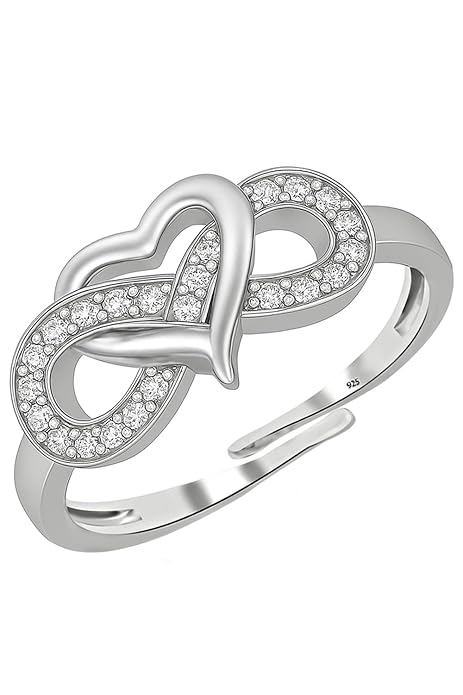 925 Silver Rings for Women Pure Silver - Heart Infinity Rings for Girls Stylish